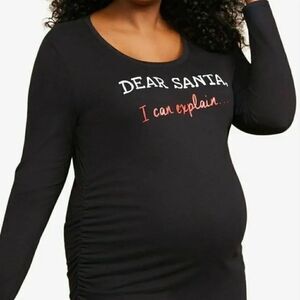 Motherhood Maternity Dear Santa I Can Explain Black T-shirt Plus Size 2XL NWT